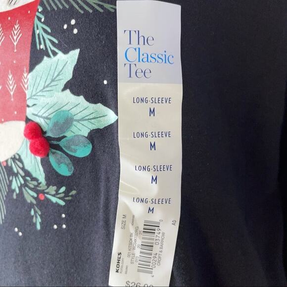 Women's Croft & Barrow Holiday Long Sleeve NEW SZ M black long sleeve Christmas - Picture 4 of 10